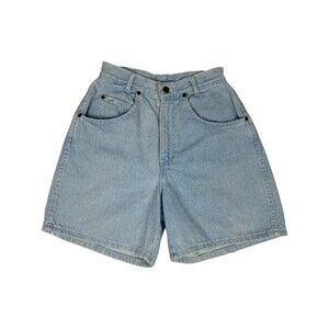 Chic Vintage Light Wash High Waisted Tapered Denim Shorts Size 7 / Waist 25"